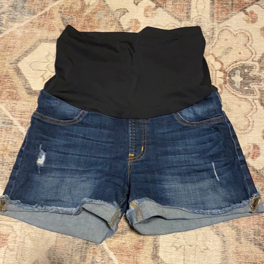 Romeo Maternity Frayed Cuff Denim Short